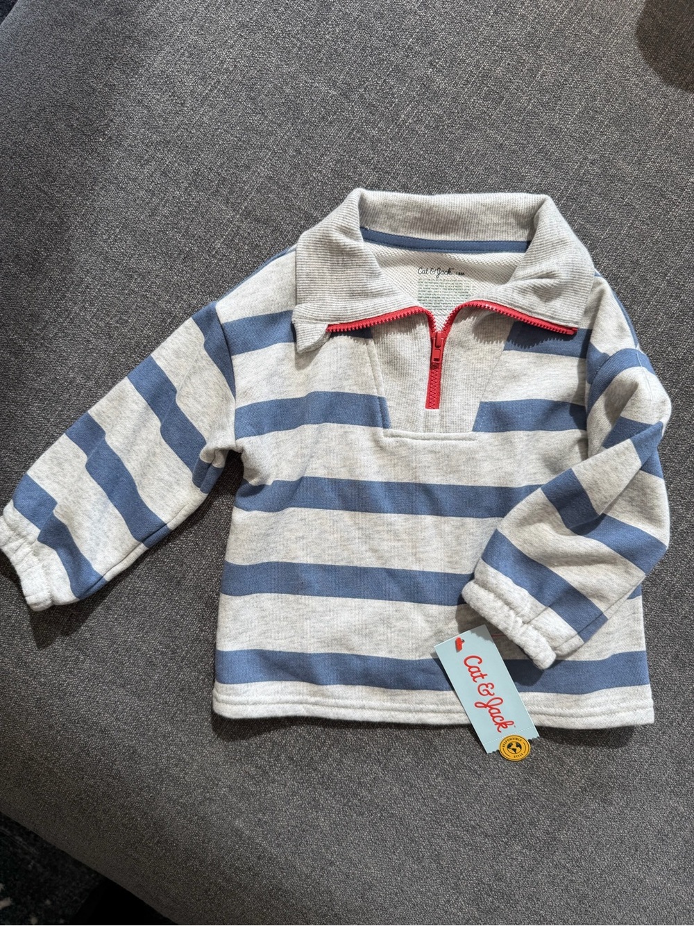 NWT Target Cat & Jack striped quarter zip sweatshirt